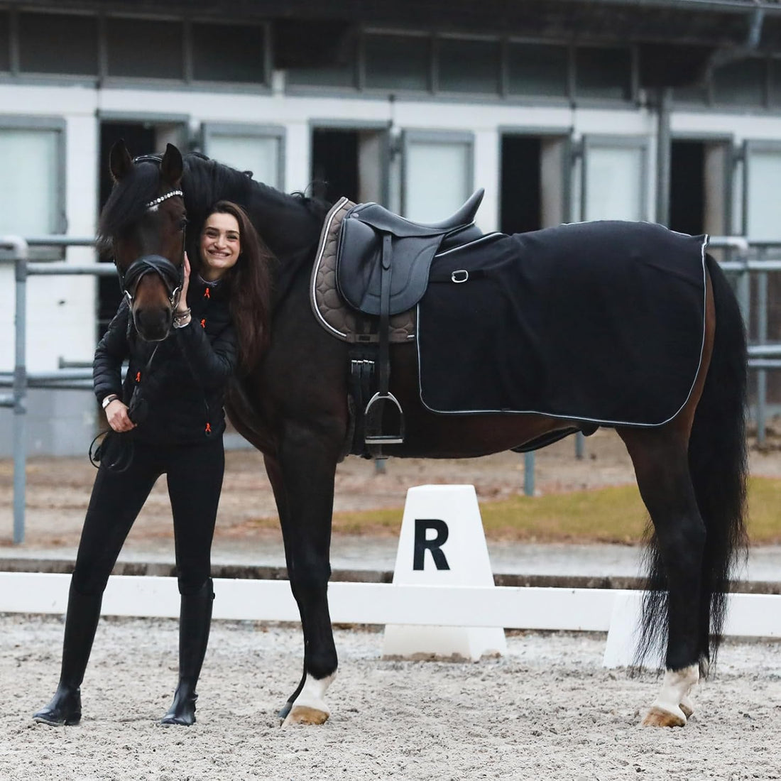 Horze Kiel Fleece Quarter Sheet - Black - Horse