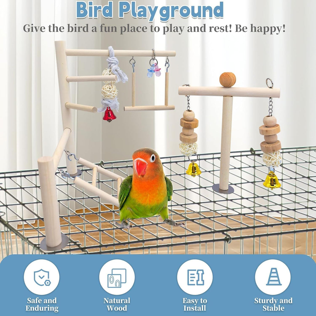 PINVNBY Bird Playground Parrot Play Gym Parakeet Cage Play Stand