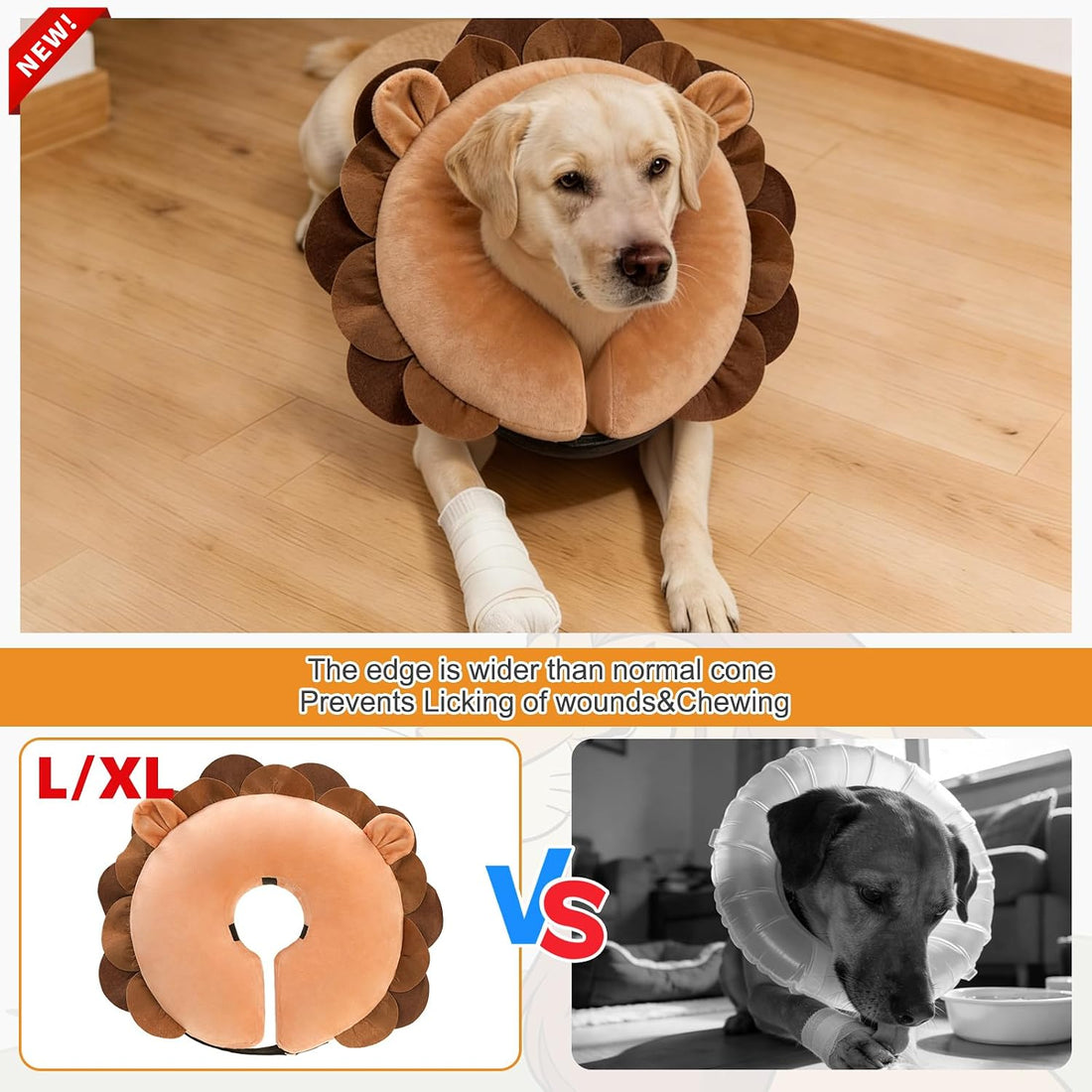 KOOLTAIL Inflatable Dog Cone Collar Alternative After Surgery, M+