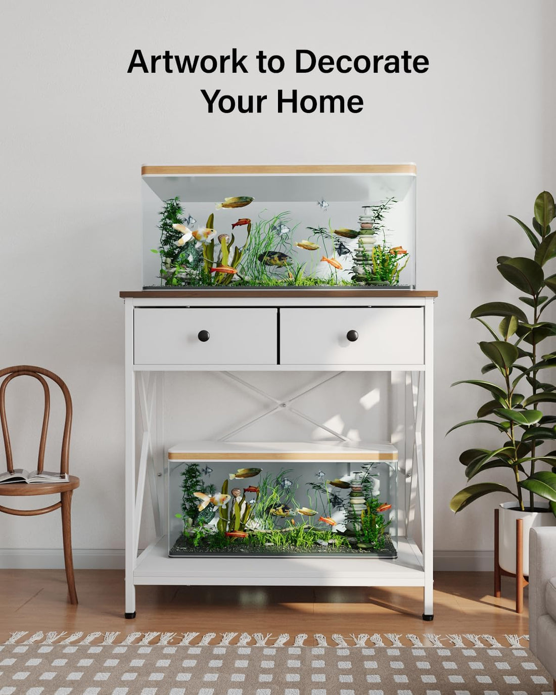 Fish Tank Stand with Drawer,20-29 Gallon Aquarium Stand Easy Assemble