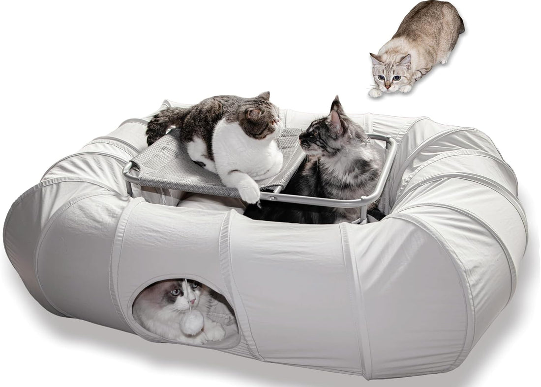 XxingSheep 4 Ways Shuttled XL Cat Tunnel Bed for Indoor Cats Peekaboo