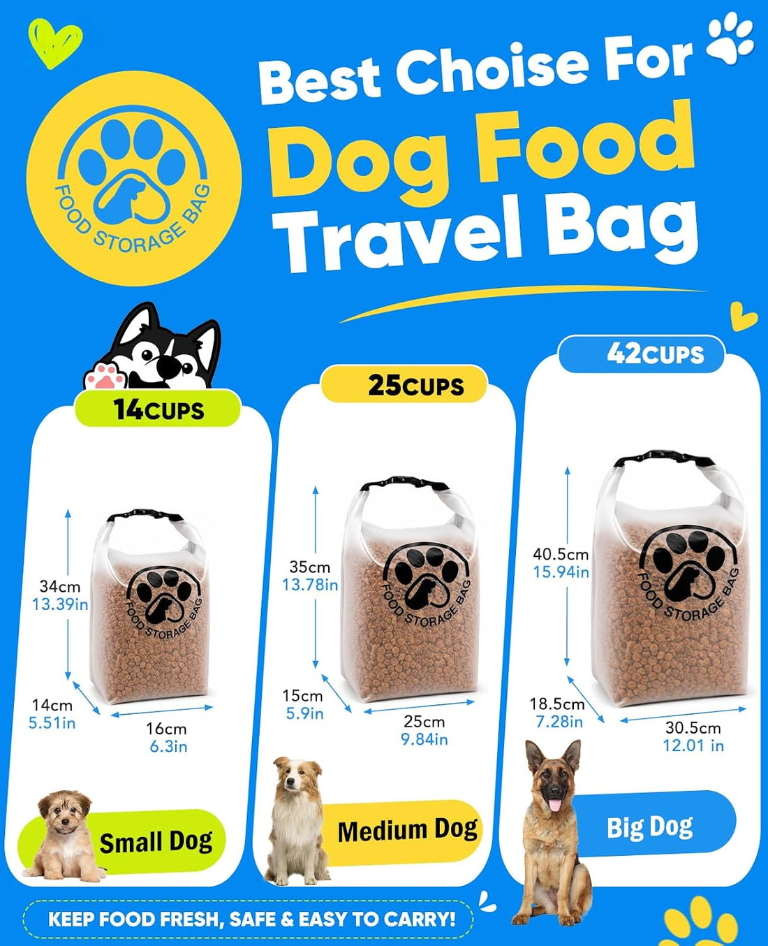 Aosnare Pet Food Storage Bag for Travel