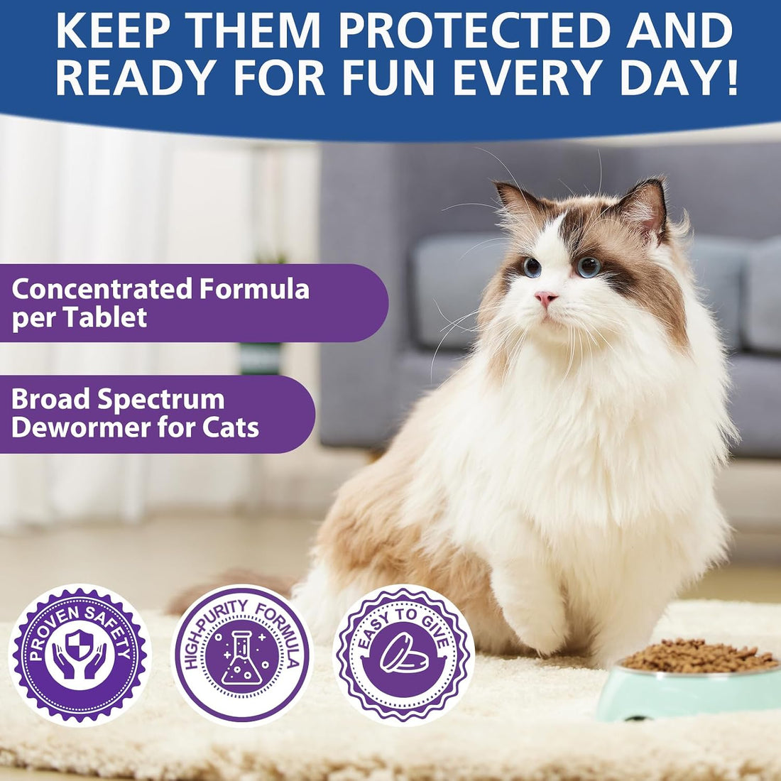 Cats & Kittens Broad-Spectrum Dewormer, 50 Tablets, for Tapeworms