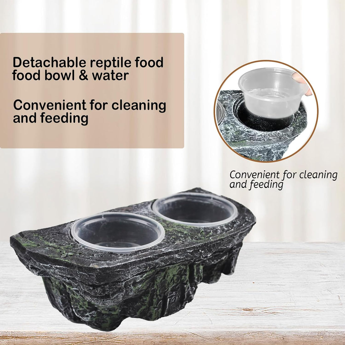 kathson Magnetic Reptile Feeder Ledge,Double Bowl Magnetic Lizard