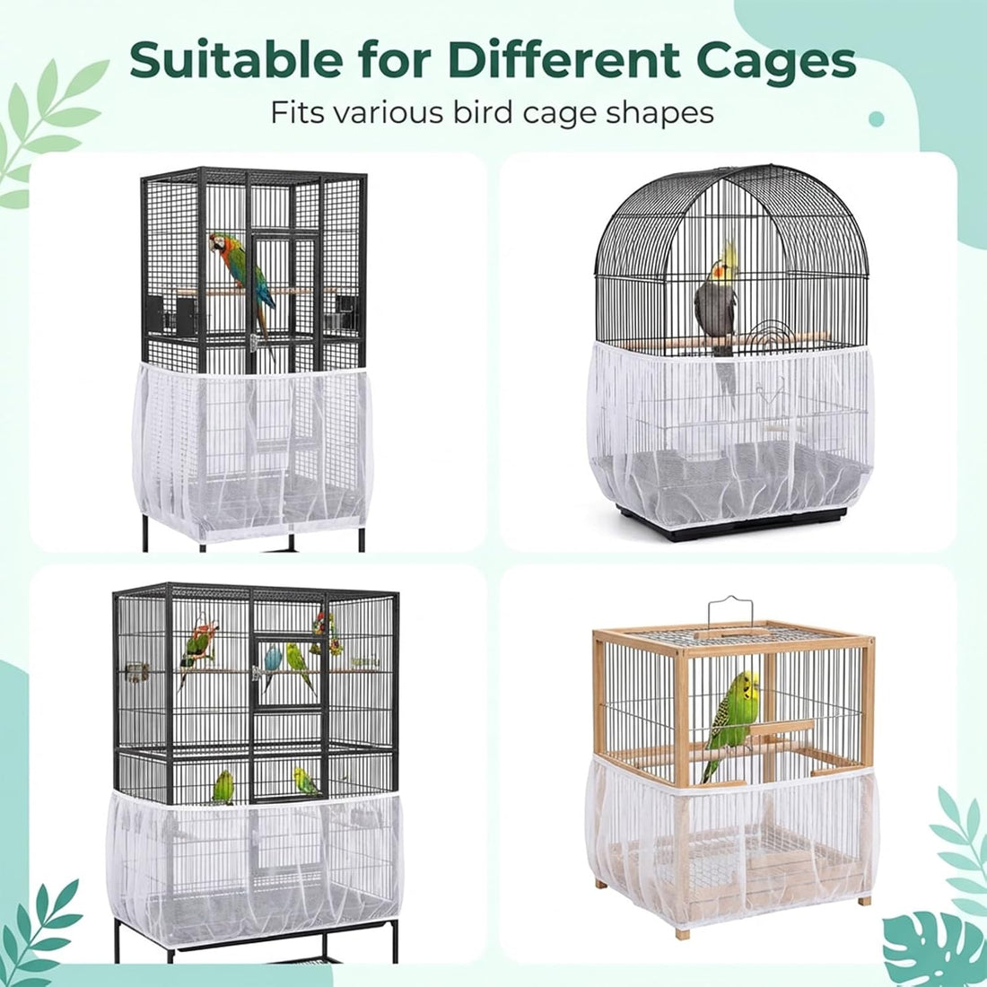 Bird Cage Seed Catcher White Large Bird Cage Cover Adjustable