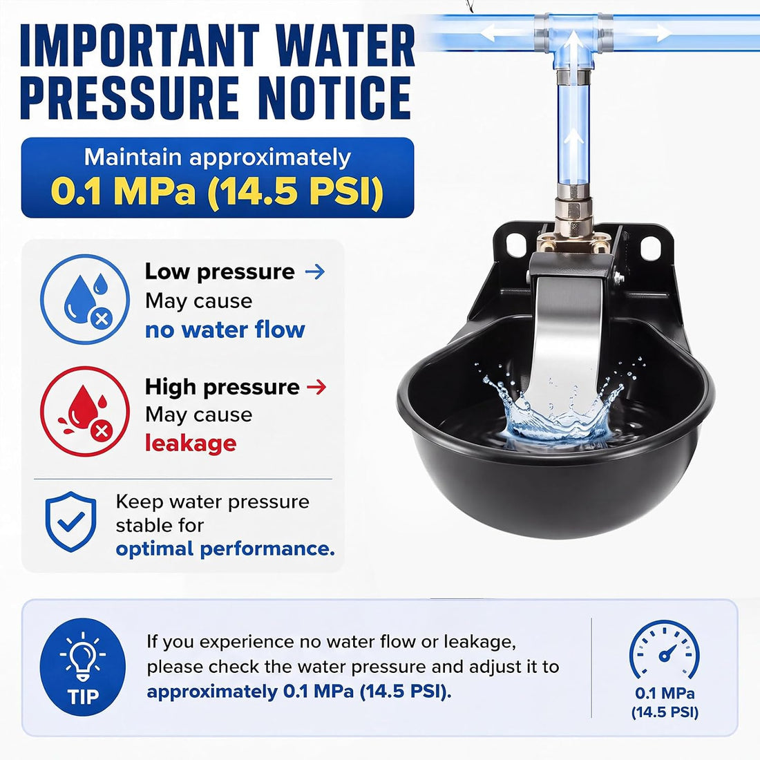 2 Pcs 2.5 L/ 0.66 Gal Automatic Livestock Waterer, Stainless Steel
