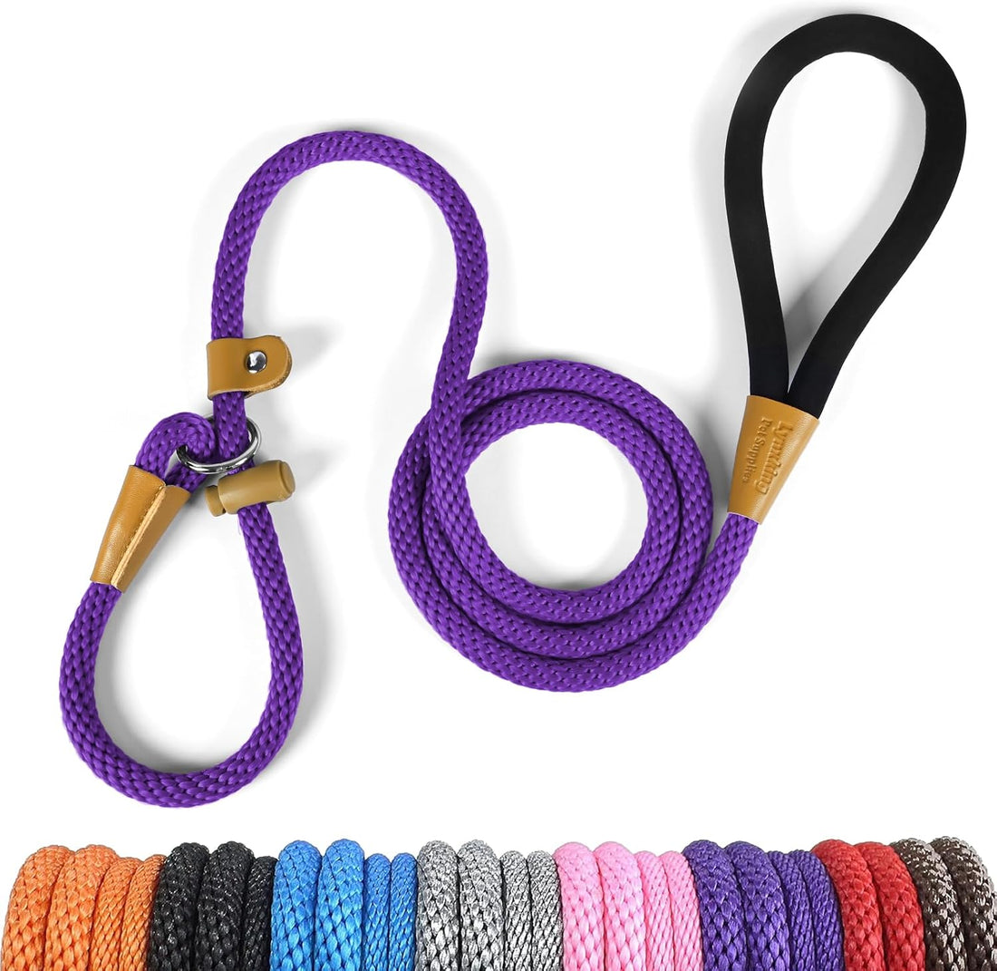 lynxking Dog Leash Slip Lead, Braided Padded Loop Leash 5ft 6ft 8ft