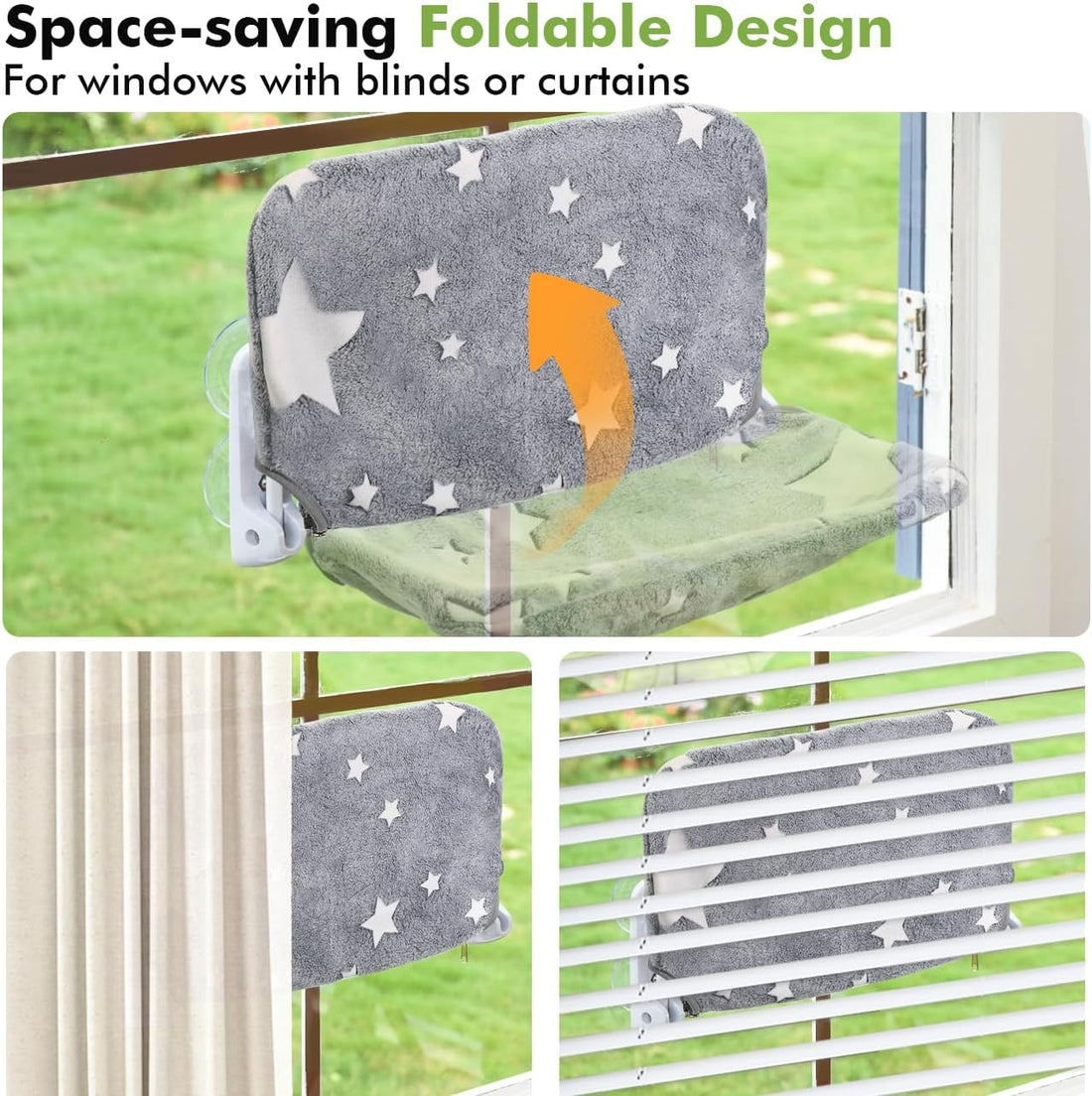 Zoratoo Cat Window Perch, Glow in The Dark Cordless Foldable Pet