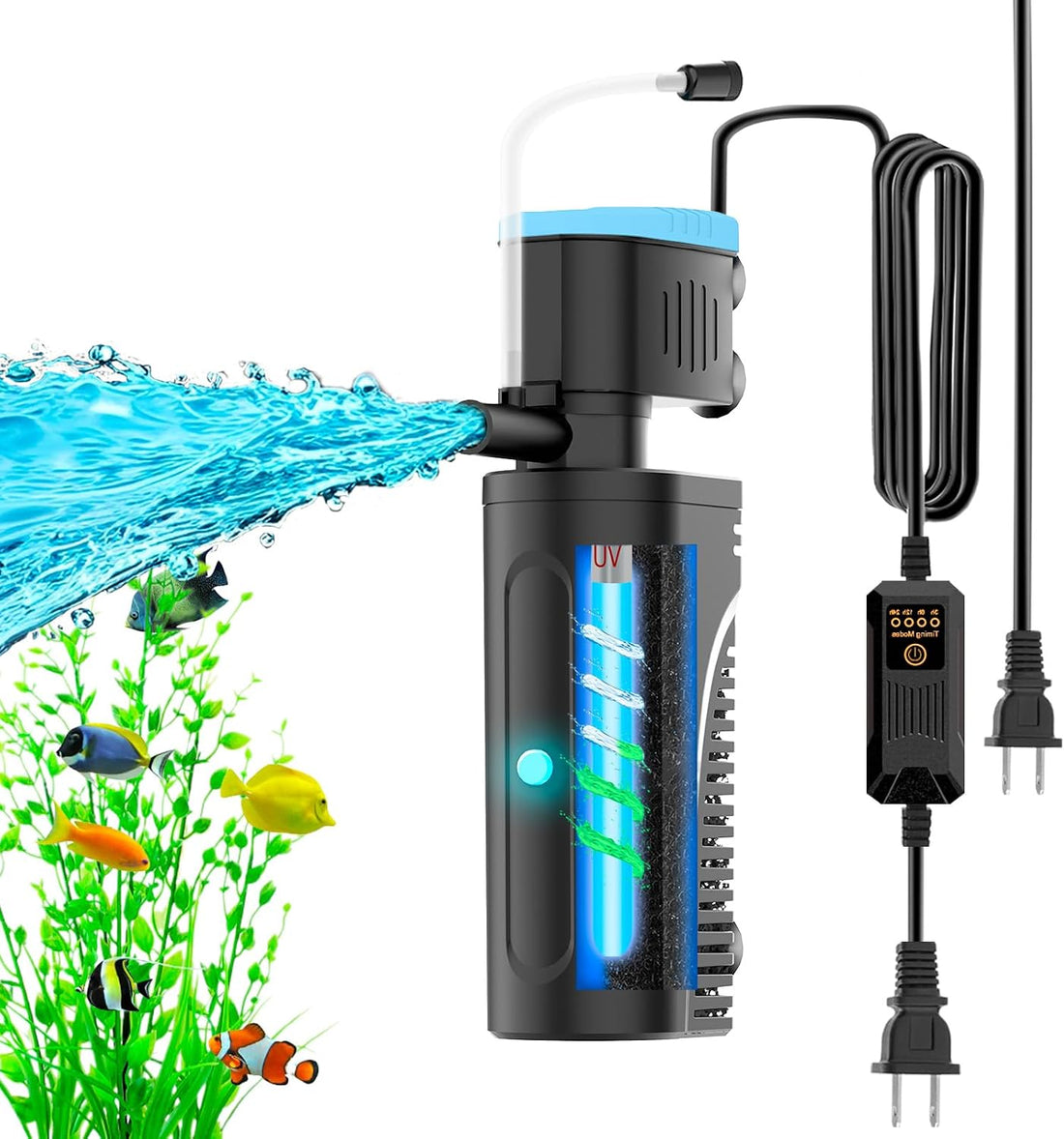 U - V Aquarium Filter for Green Water Cleaning with Aeration/Rainfall