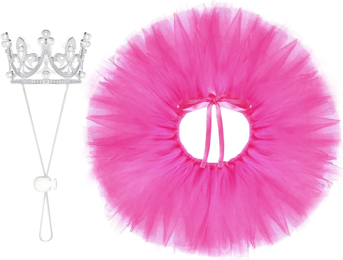 2 Pcs Dog Tutu Dress with Pearl Crown for Small Medium Pet Cat Dog