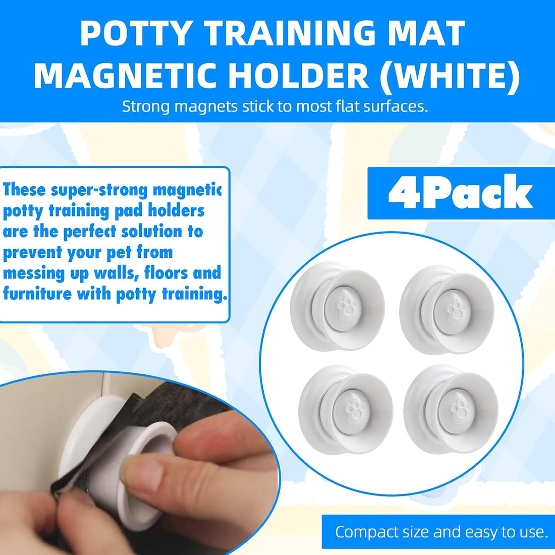 4 Pack Magnetic Puppy Pee Pad Holders