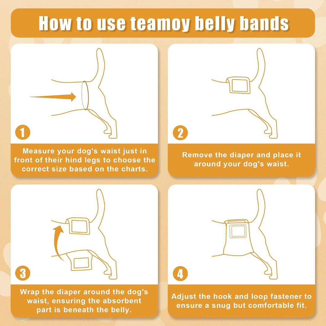 Teamoy Reusable Wrap Diapers for Male Dogs