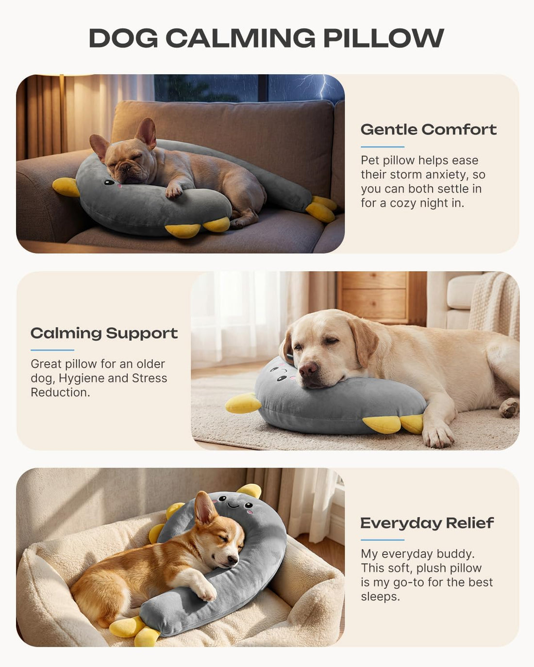 Losape Dog Calming Pillow, Soft Pet Pillows for Small Dogs and Cats