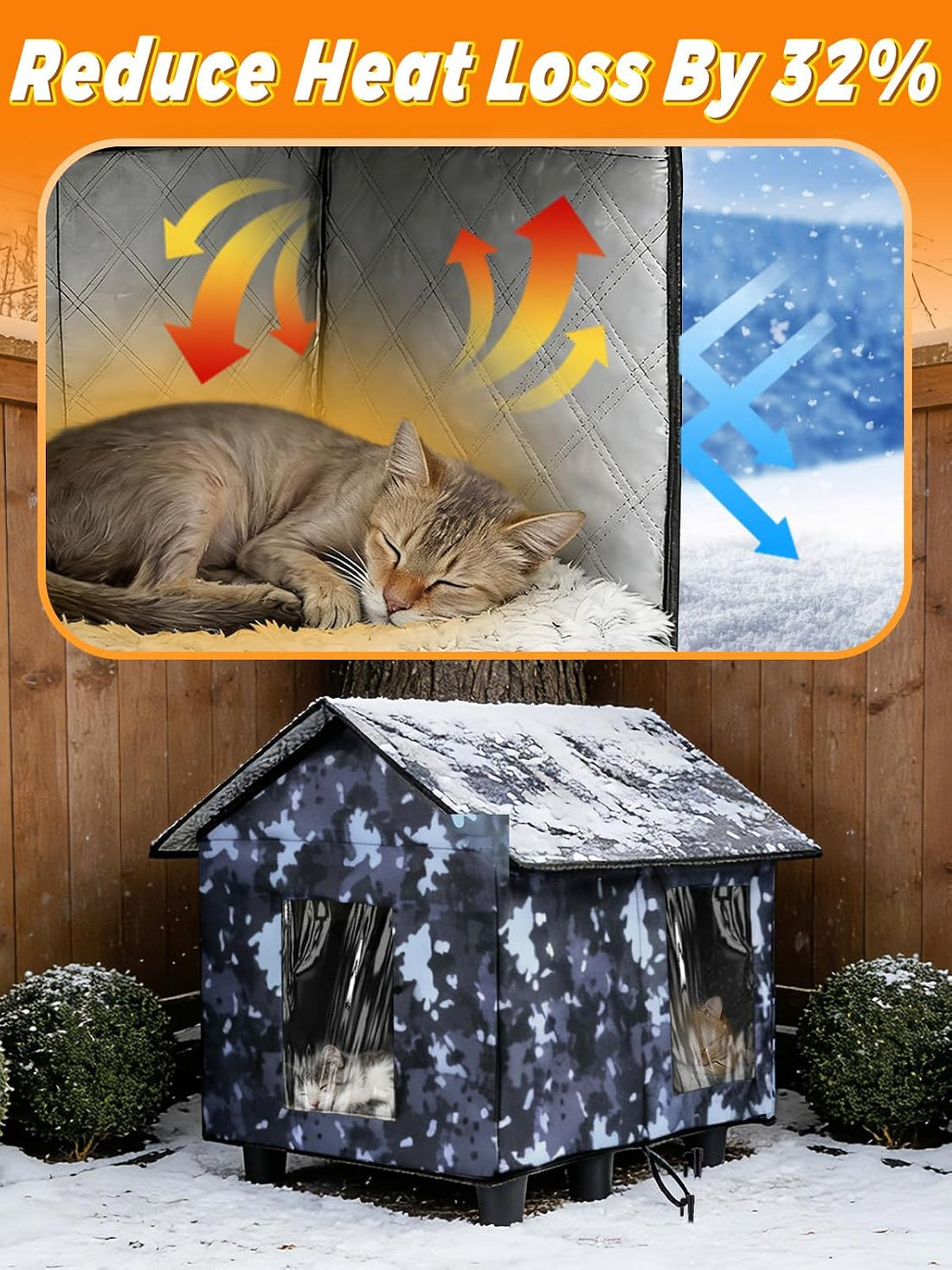 Elevated Insulated Outdoor Cat House Weatherproof