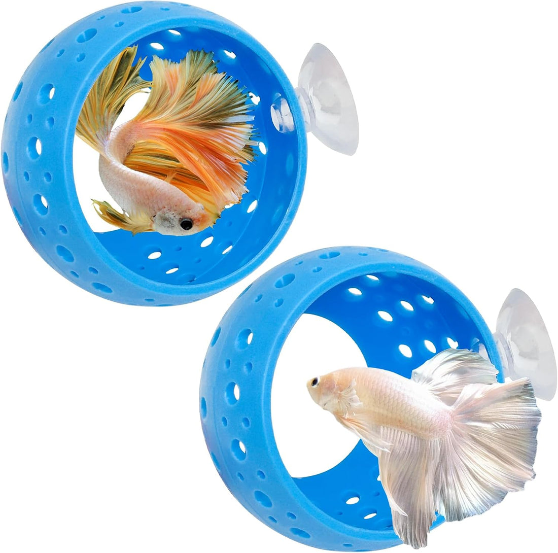 Fhiny Betta Tunnel, Aquarium Betta Fish Hideout with Suction Cup Fish