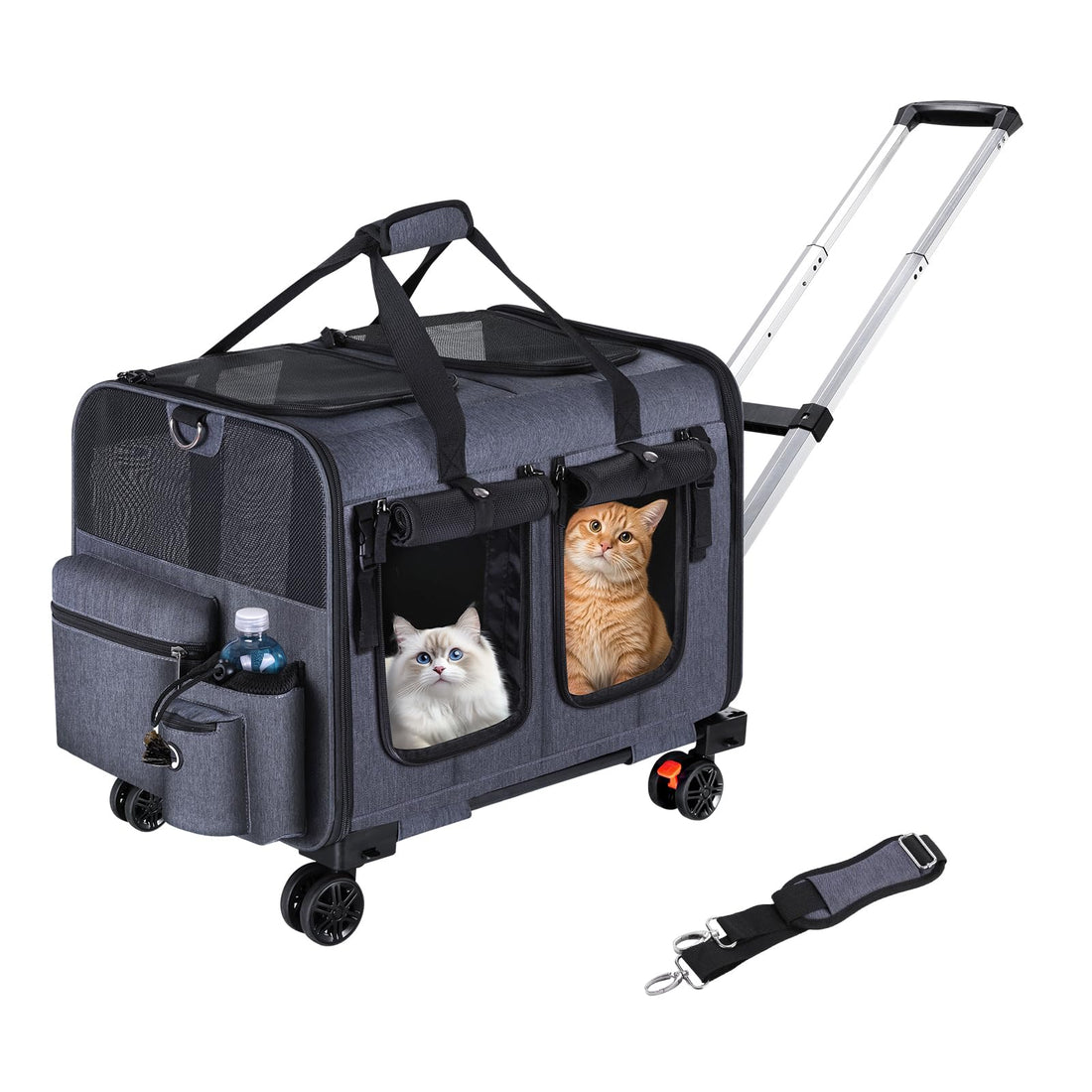 Cat Carrier for 2 Cats,Cat Carrier with Wheels for Cats and Dogs