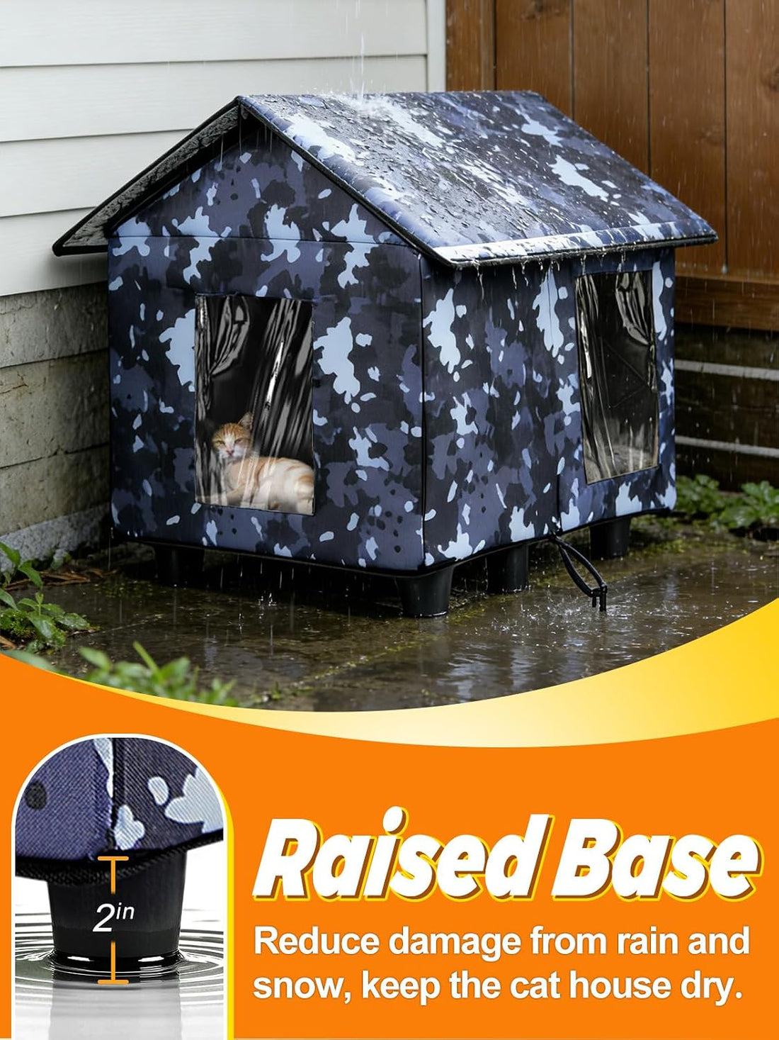 Elevated Insulated Outdoor Cat House Weatherproof