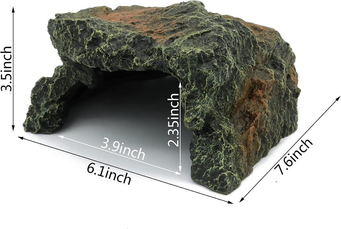 JIHAQUA Reptile Rock Hide Cave Aquarium Habitat Decor Tortoise Hideout