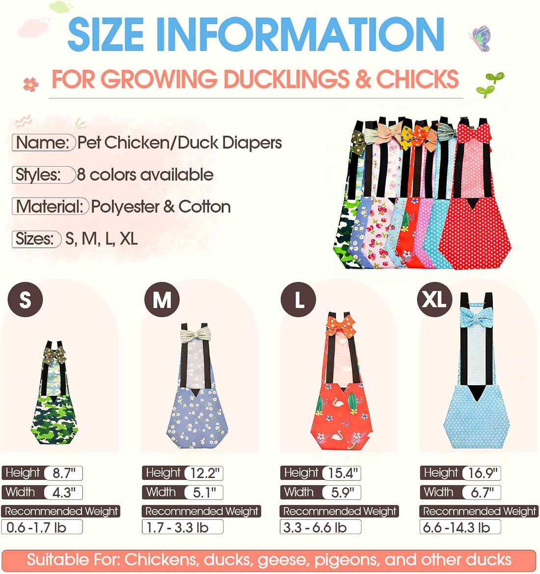 QBLEEV Duck Diapers for Pekin Ducks & Chickens