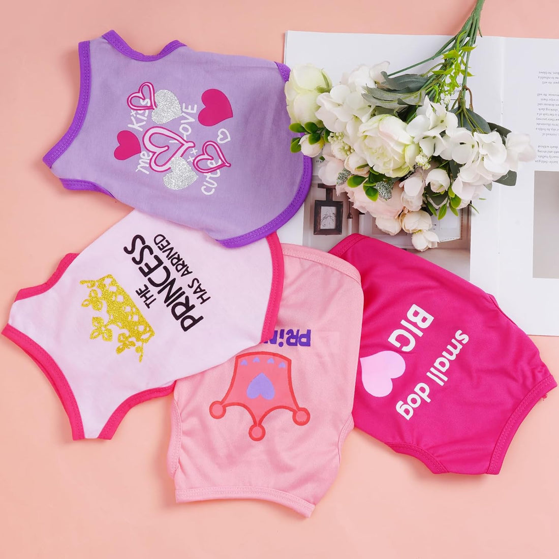 4Pack Dog Shirts Summer Printed Puppy Clothes Sleeveless for Dogs