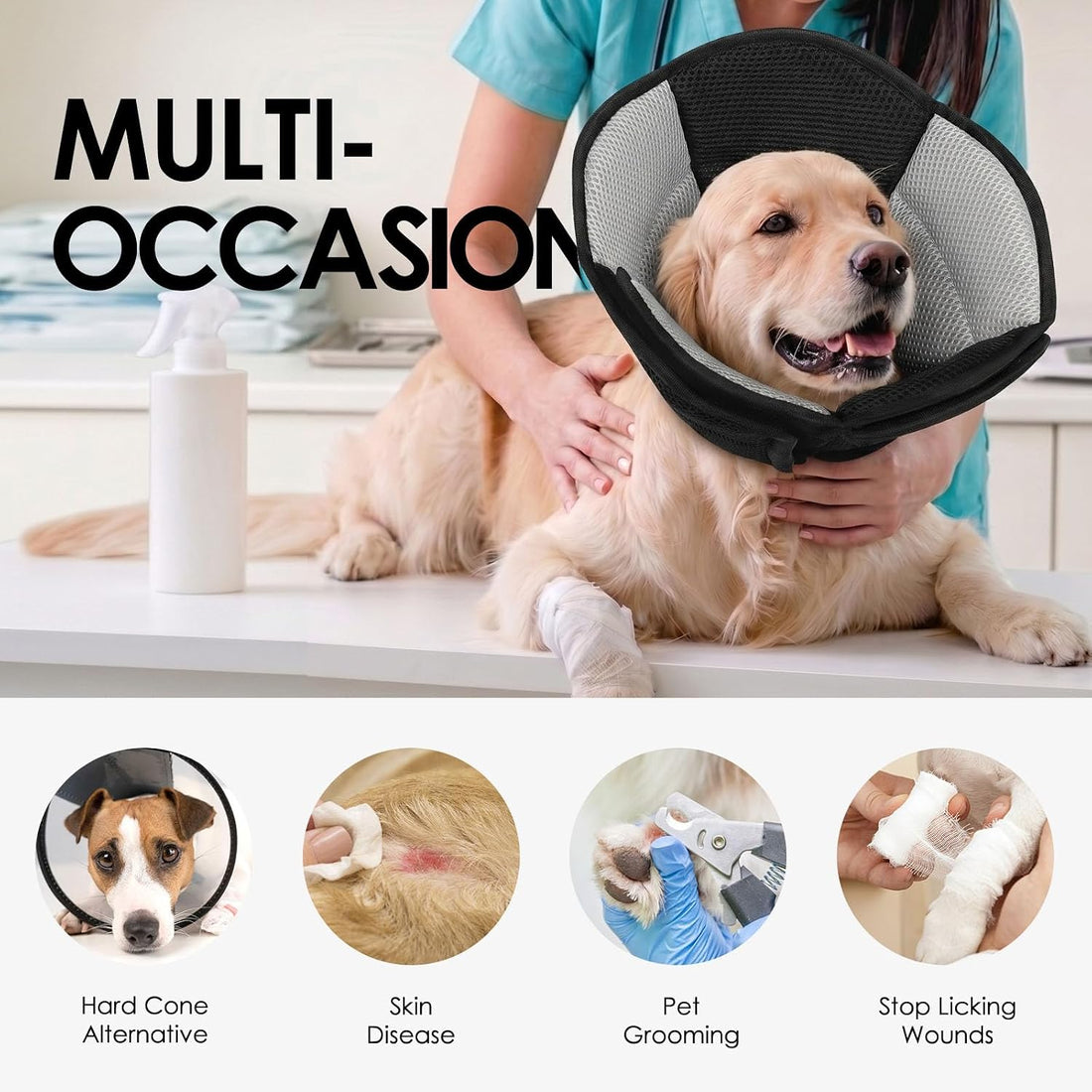 AOFITEE Dog Cone Adjustable Soft Cone for Dogs to Stop Licking