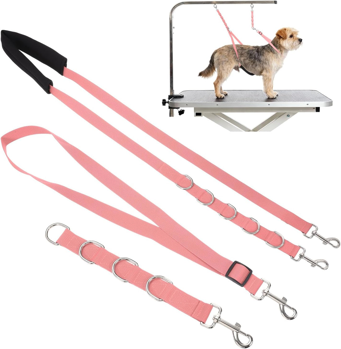 Dog Grooming Belly Strap, Pet Grooming Loops (Red, 3 Pcs)