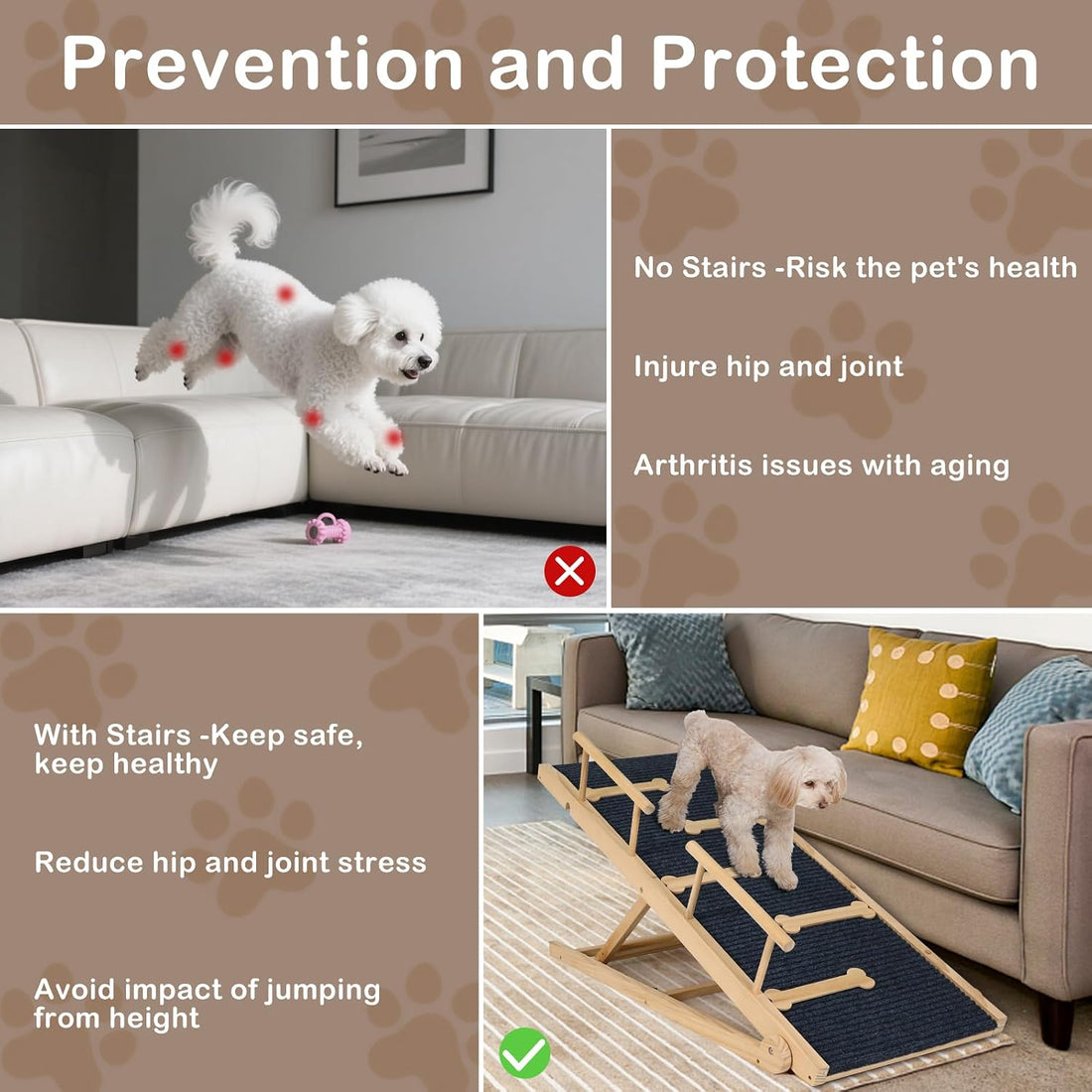 Dog Ramp for Bed, Ramp for Dogs to Get on Bed