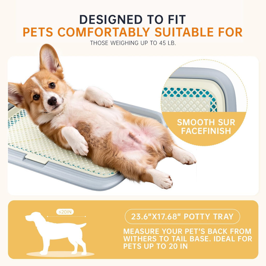 Dog Potty Tray, 23.6"x17.68" Indoor Pet Pee Pad Holder,Puppy Training