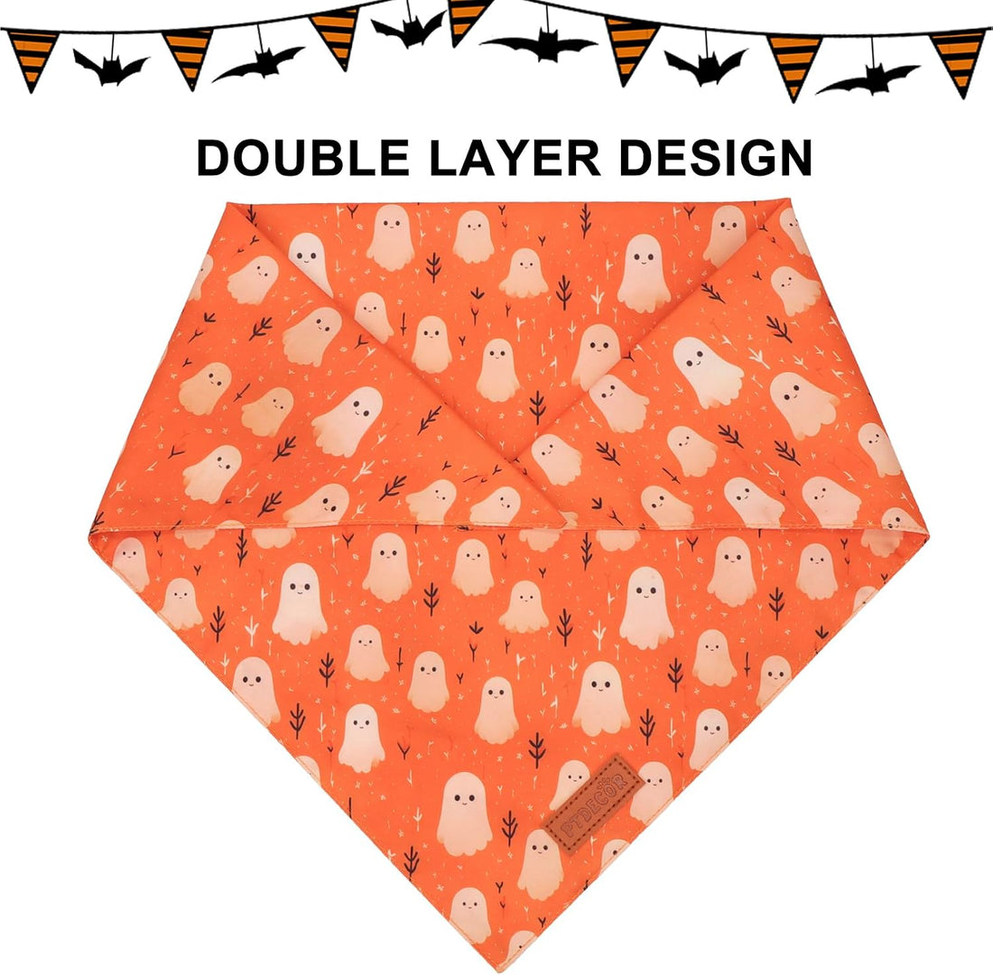 PTDECOR Halloween Dog Bandana, Ghost Pumpkin Dog Scarf