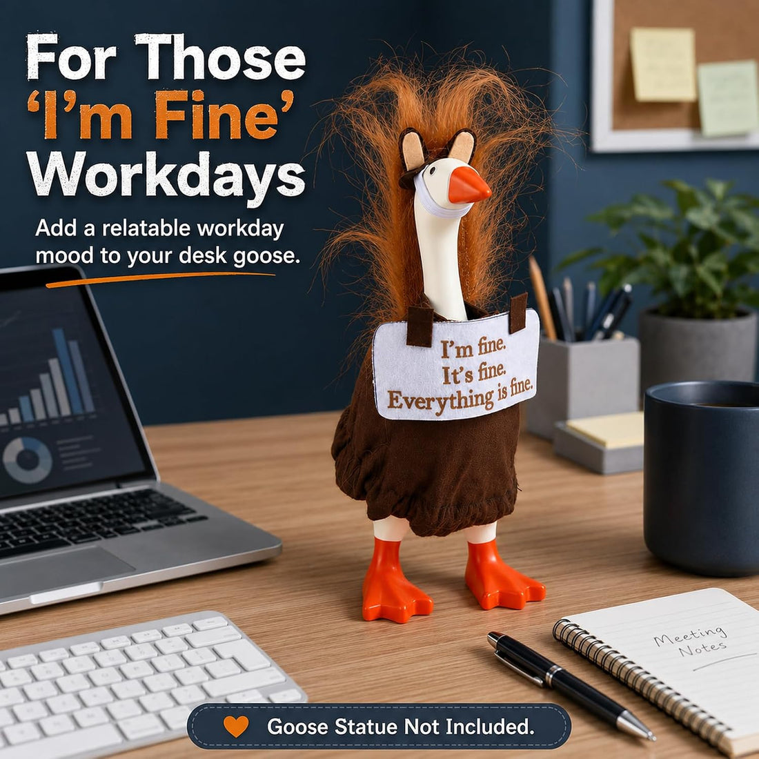 7 Inch Desk Goose Outfits, Construction Worker Costume with Hat