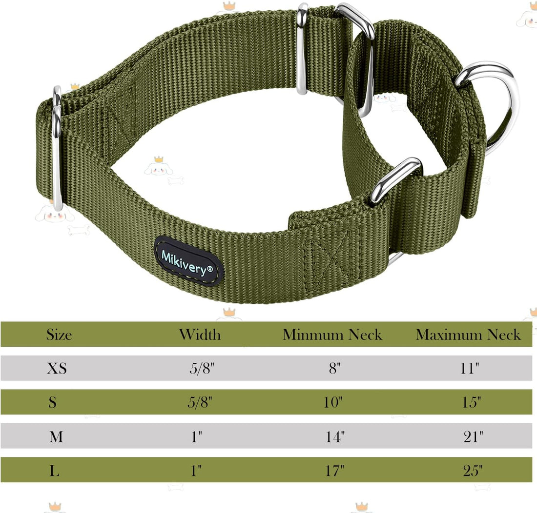 Mikivery Martingale Dog Collar Nylon Adjustable and Safety Training
