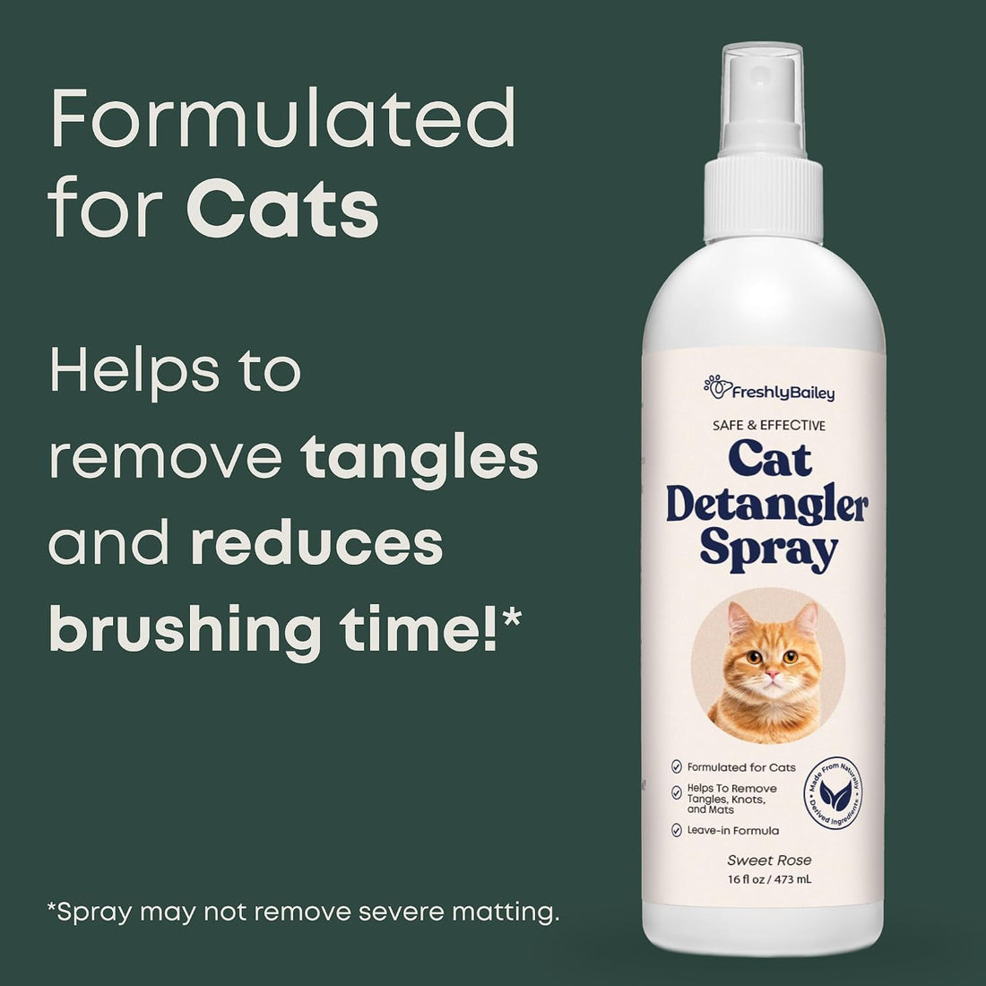 Cat Detangler Spray - Natural Leave-in Conditioner for Cats