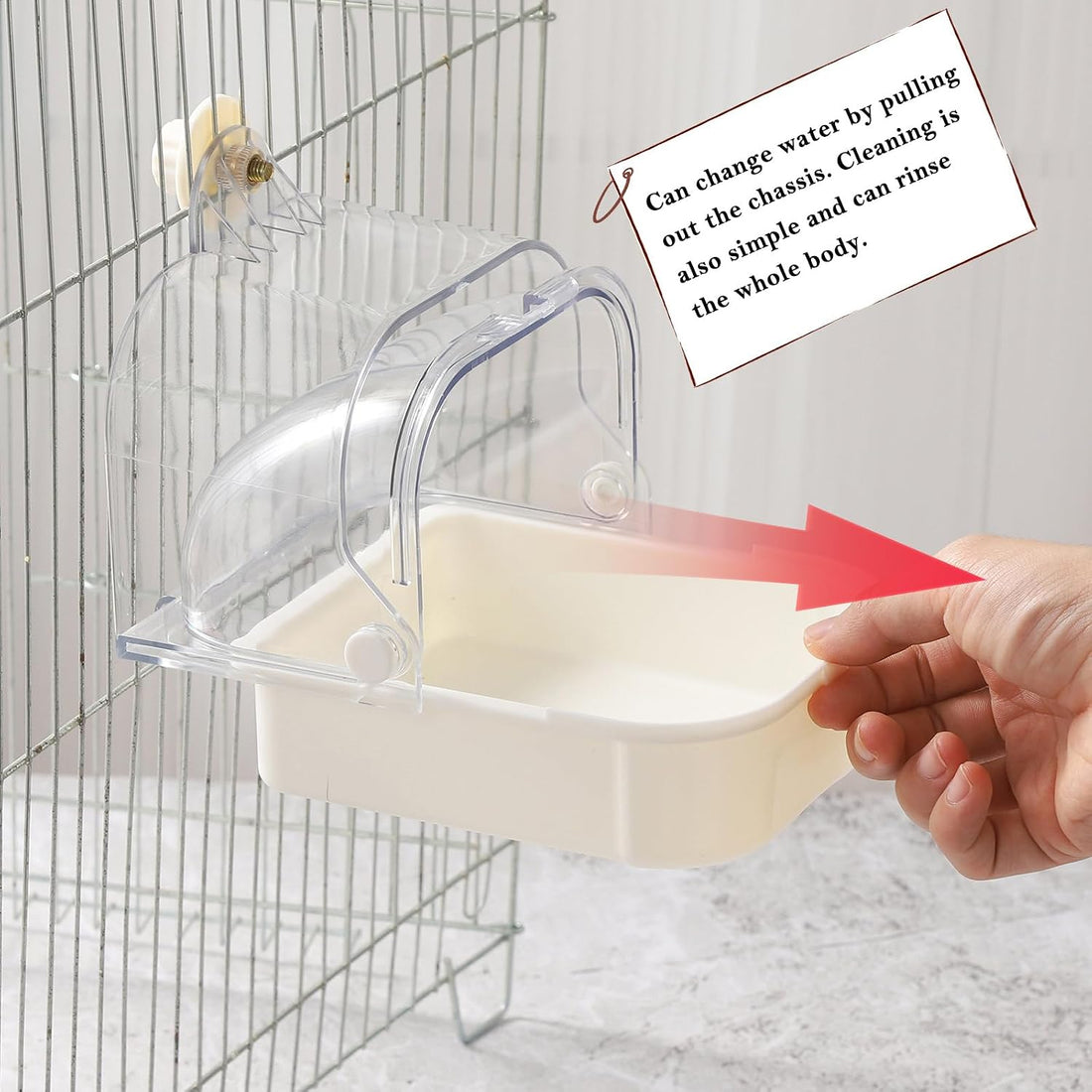 Bird Bath for Cage Hanging Bird Bathtub with Detachable Drawer