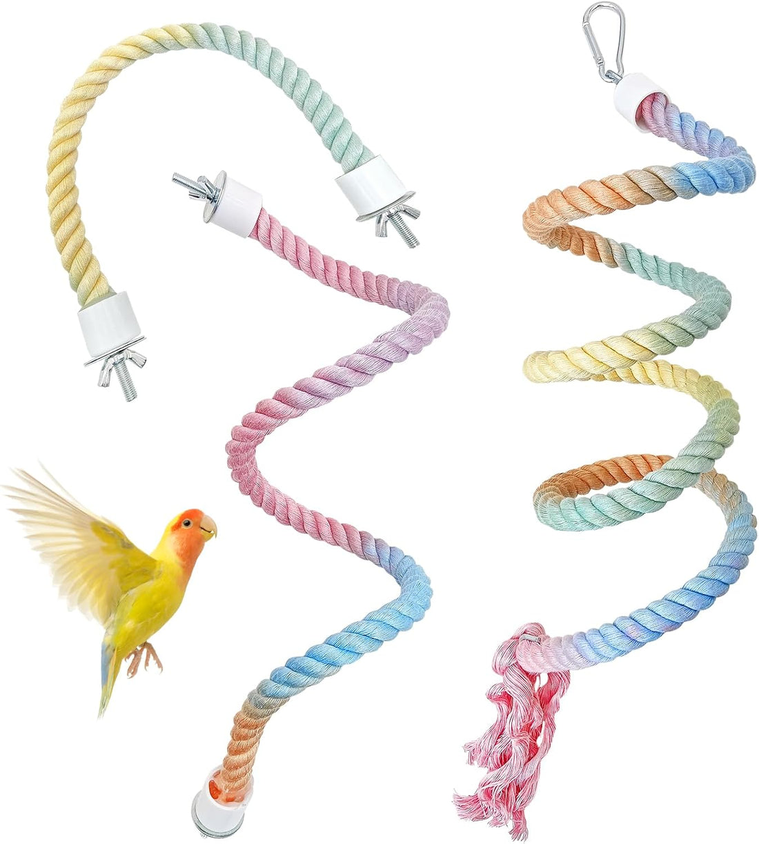 BNOSDM Bird Rope Perch 3 PCS Parakeet Climbing Toys Bendable Swing