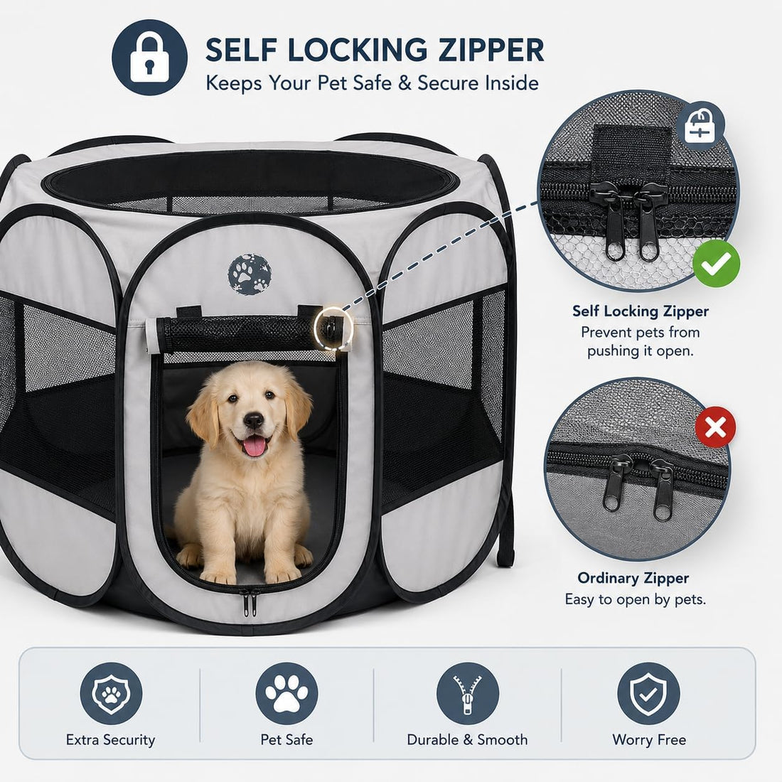 Portable Dog or Cat Playpen - Lightweight Durable Playpen for Pets