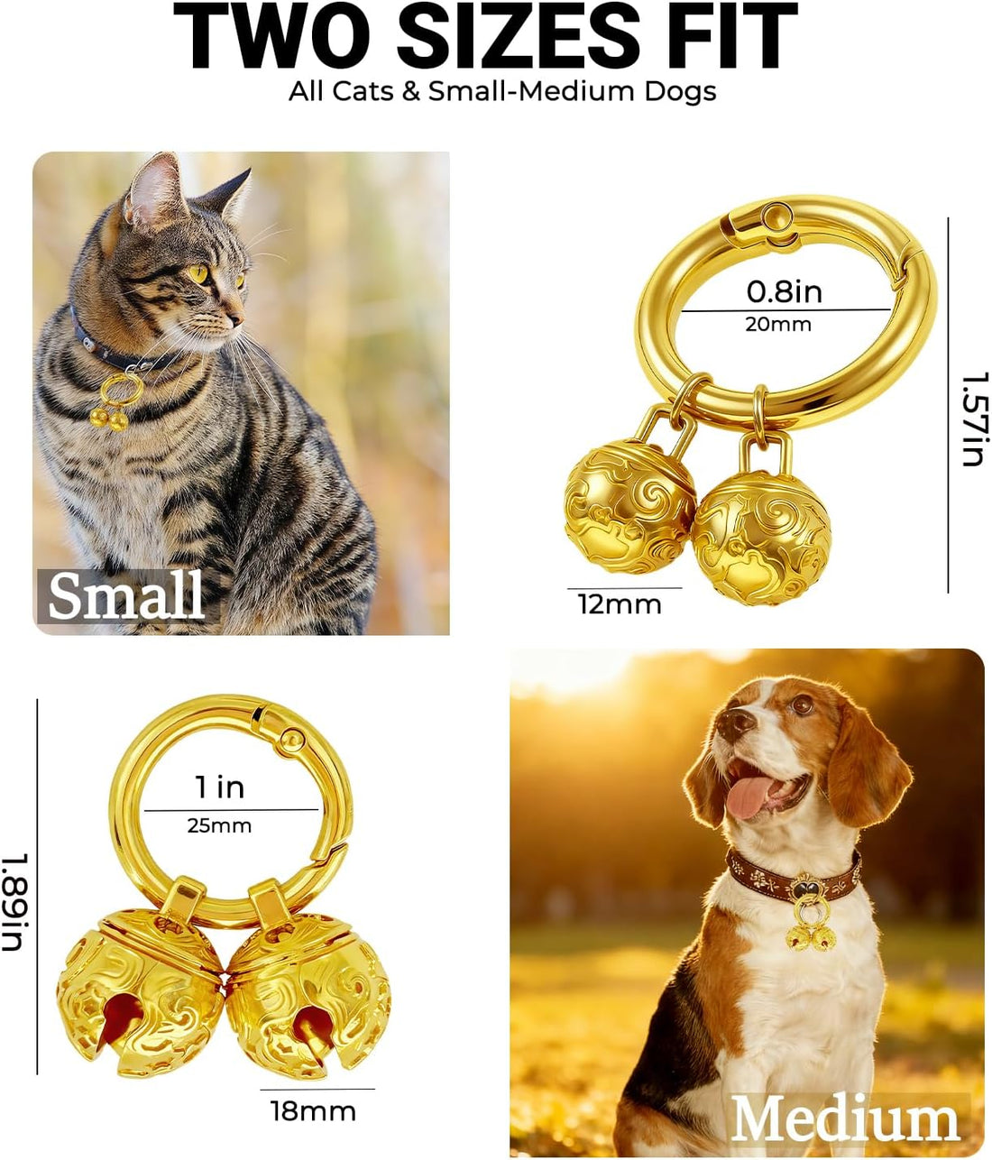 4 Loud Dog & Cat Bells for Collar, Bells for Pet Tracking