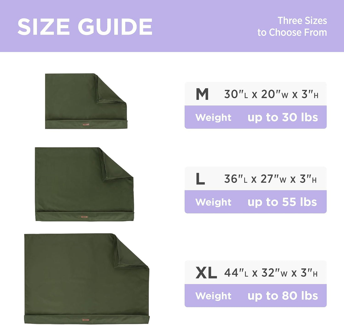 LE SURE Waterproof Dog Bed Cover Replacement, Medium 30x20x3in, Green