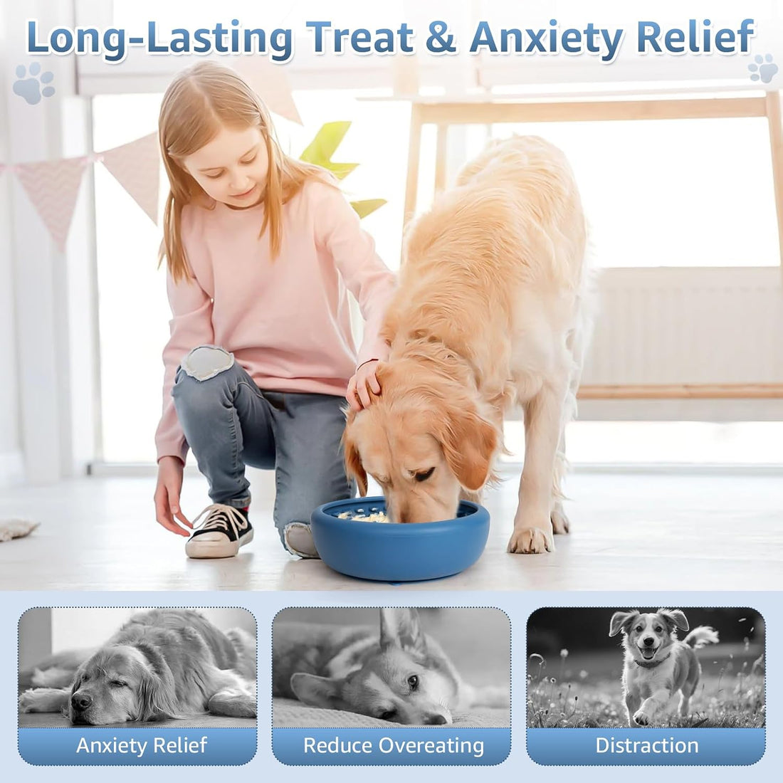 Dog Slow Feeder Lick Bowl, Freeze Lick Mat with Suction Cup