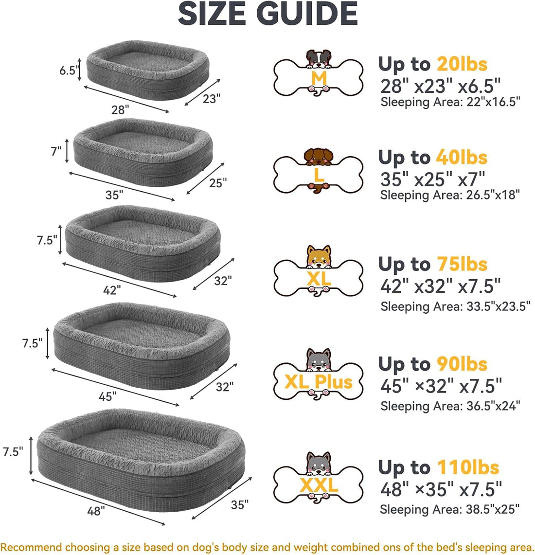 JOEJOY Orthopedic Dog Beds Large Sized Dog