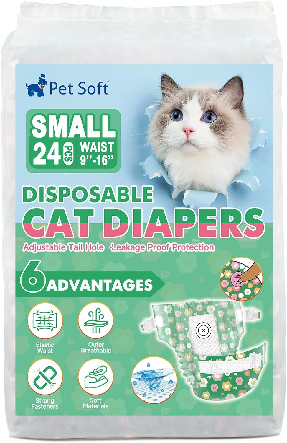 Pet Soft Disposable Cat Diapers - Diaper for Female & Male Cats