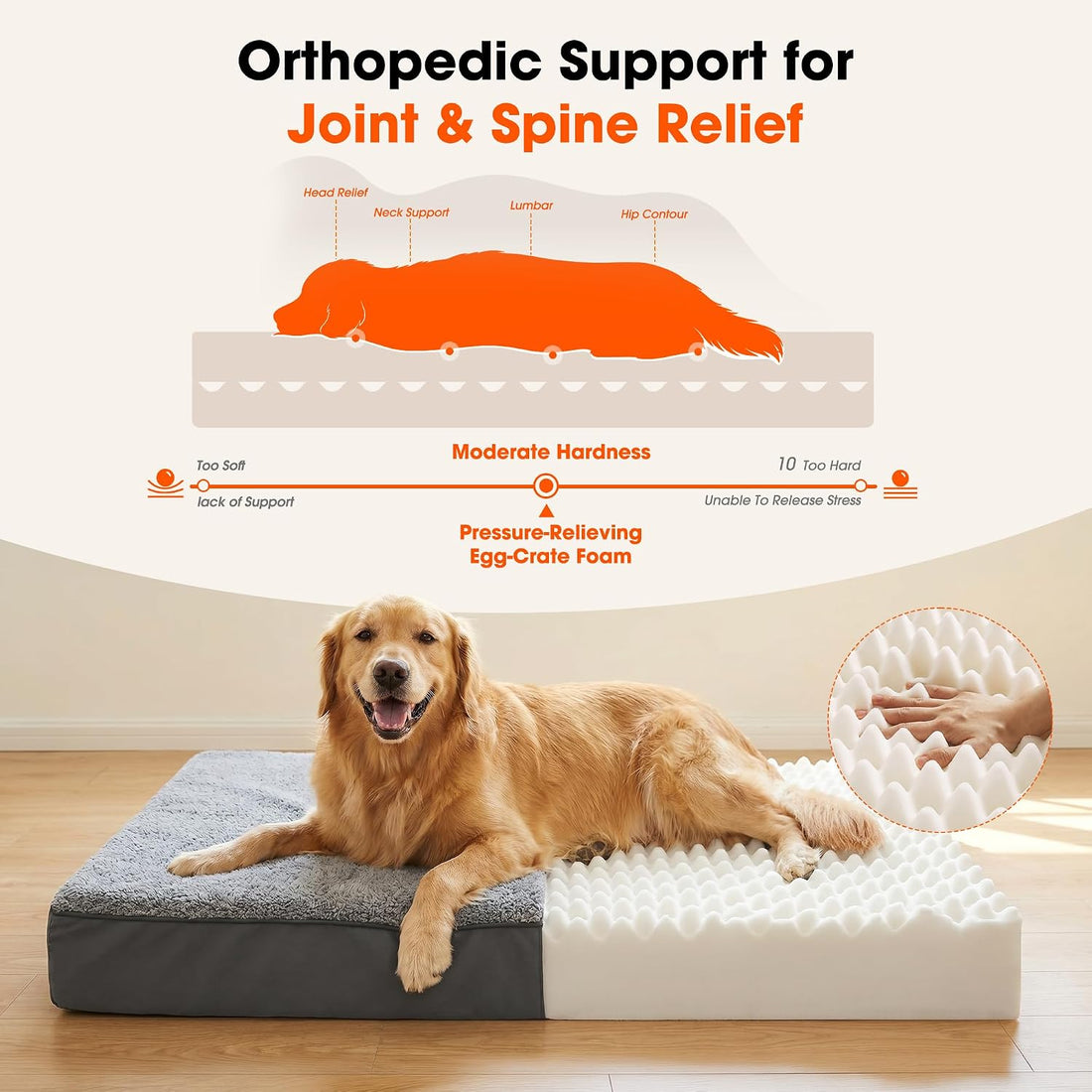 Waterproof Dog Bed for Crate, Chew Proof Orthopedic Crate Pad