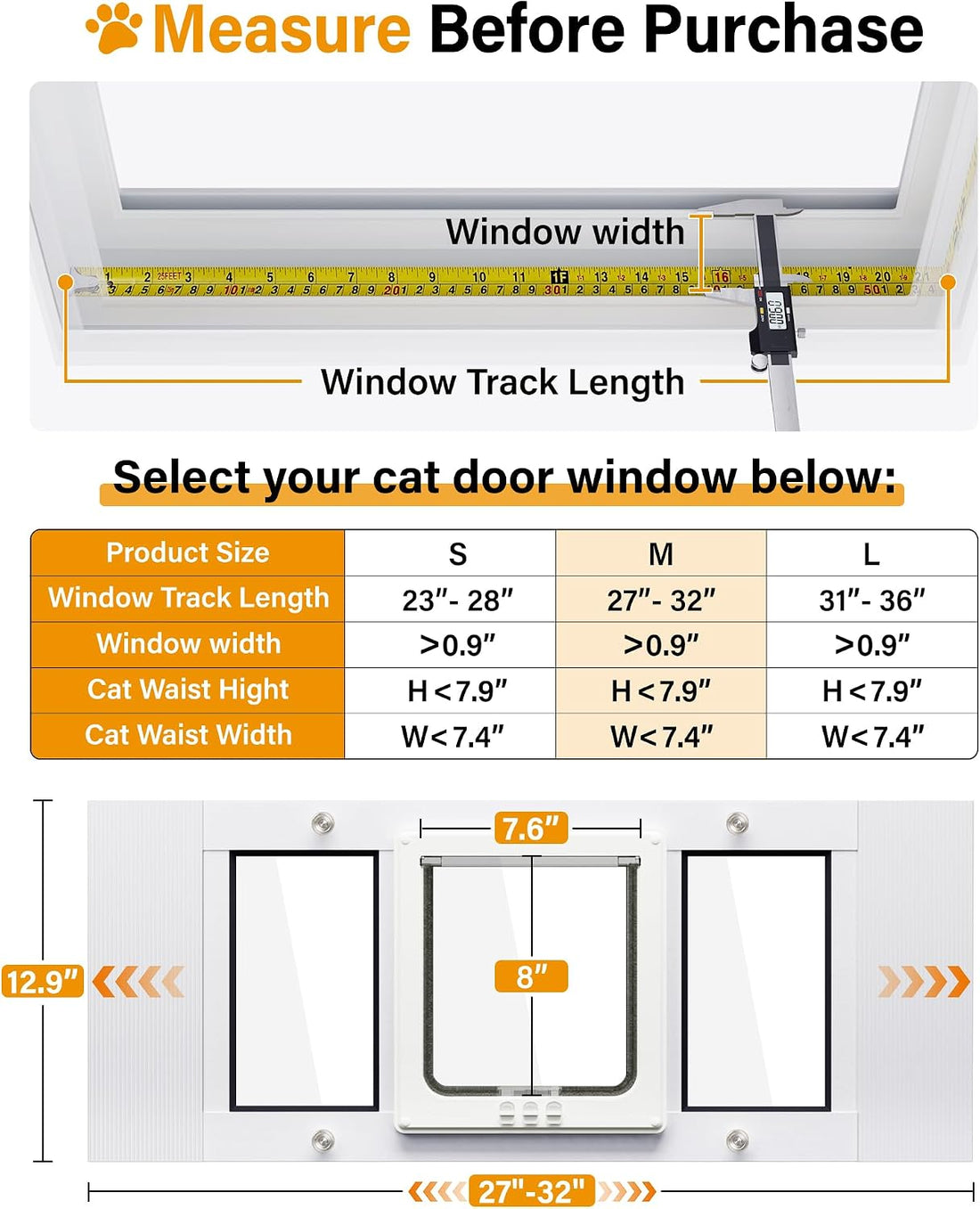 SAKSUN Cat Door for Window Weatherproof
