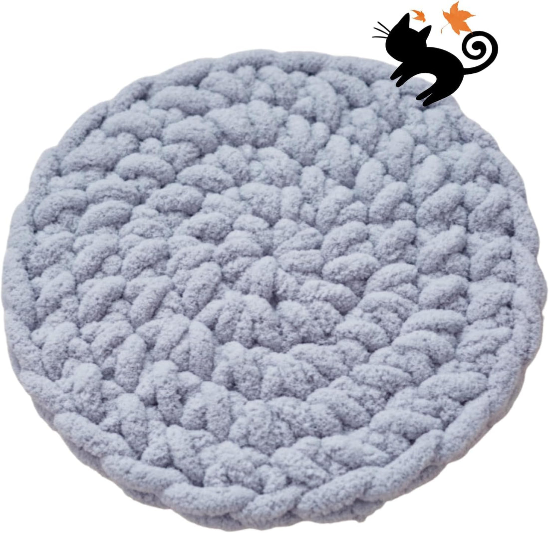 Cat Kneading Mat, Handmade Round Cushion Bed Pad Kittens (Green,M)