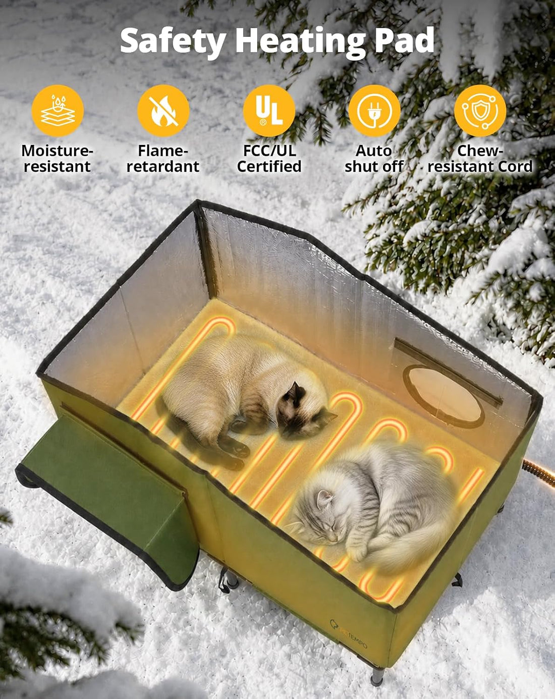 Heated Cat House for Outside Weatherproof in Winter, 20"x16"