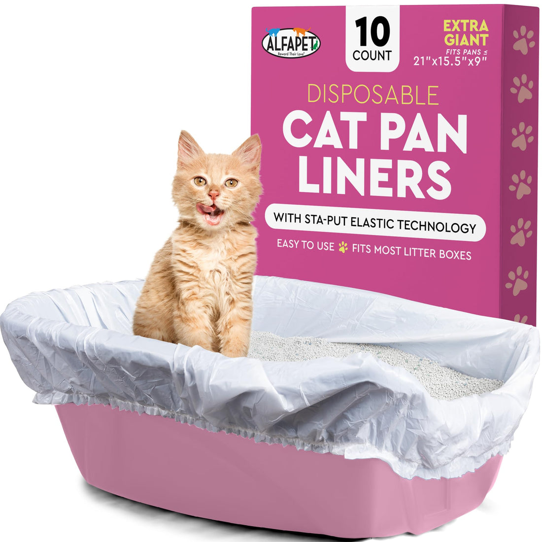 Alfapet Elastic Cat Litter Box Liners - Extra Giant 10 Count