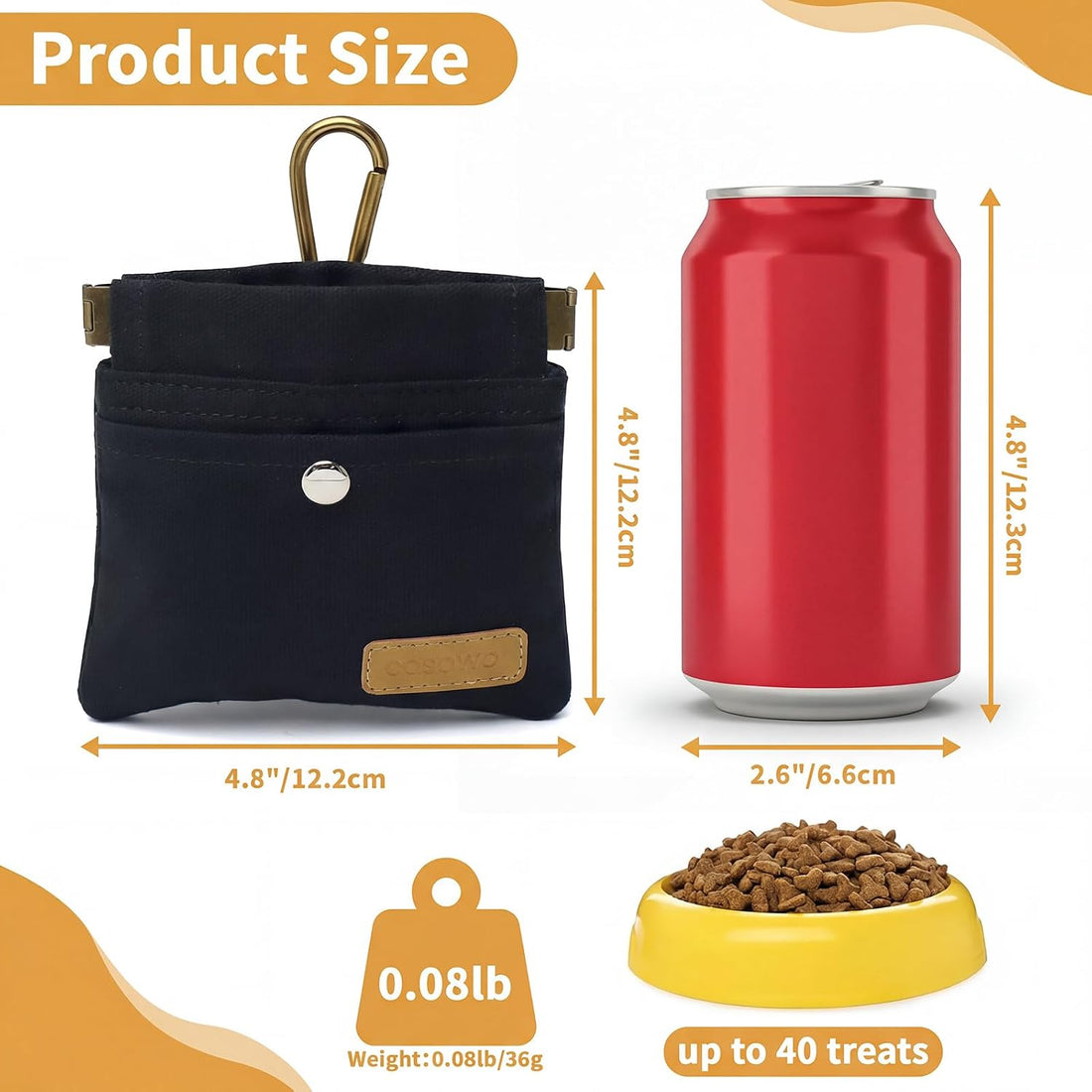 COSOWO Dog Treat Pouch, Hand Free Dog Training Treat Bag