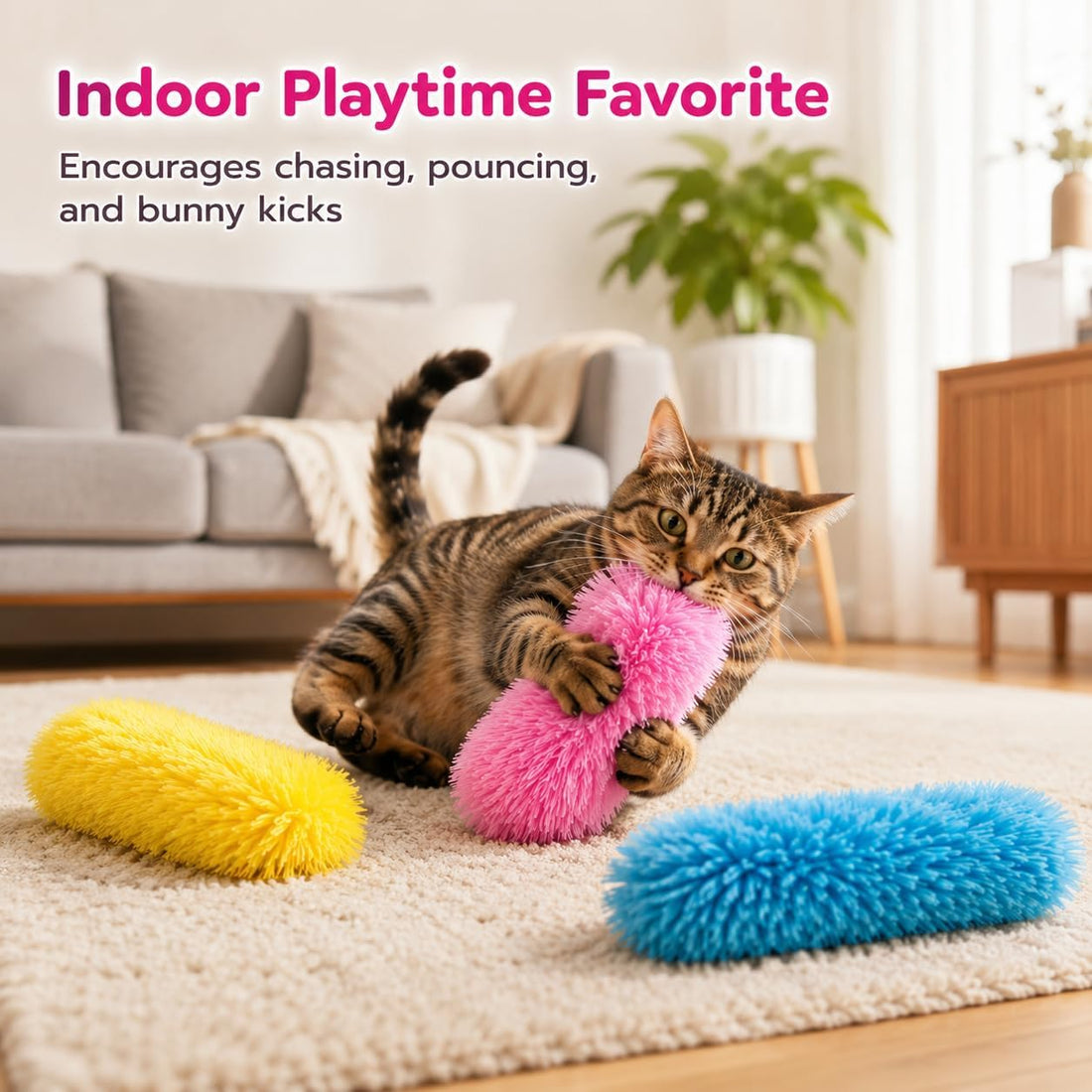 Dr. Fluffyyes 3 Fluffy Things Cat Toy Pillows with Catnip & Crinkle