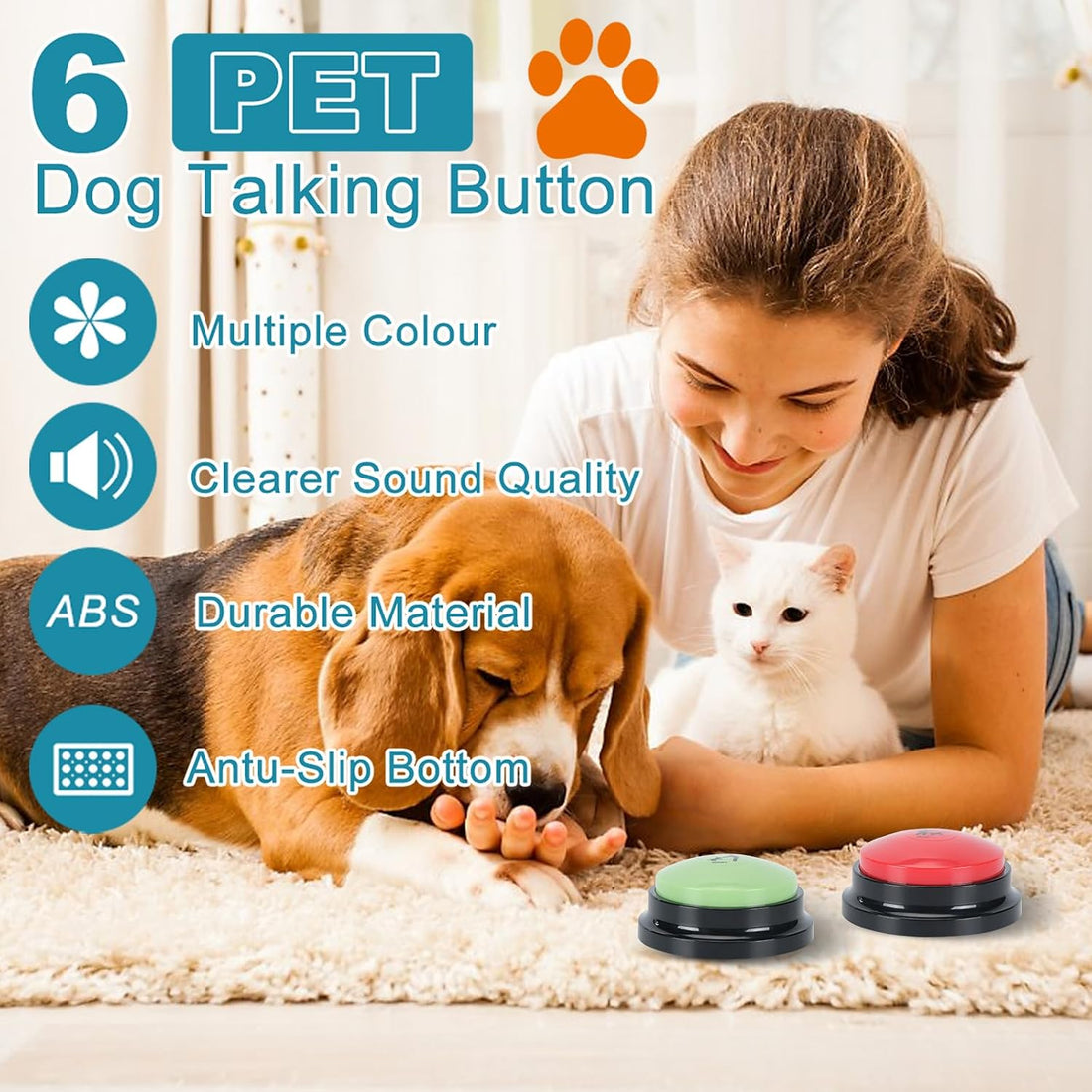 6 Pcs Dog Talking Button Set