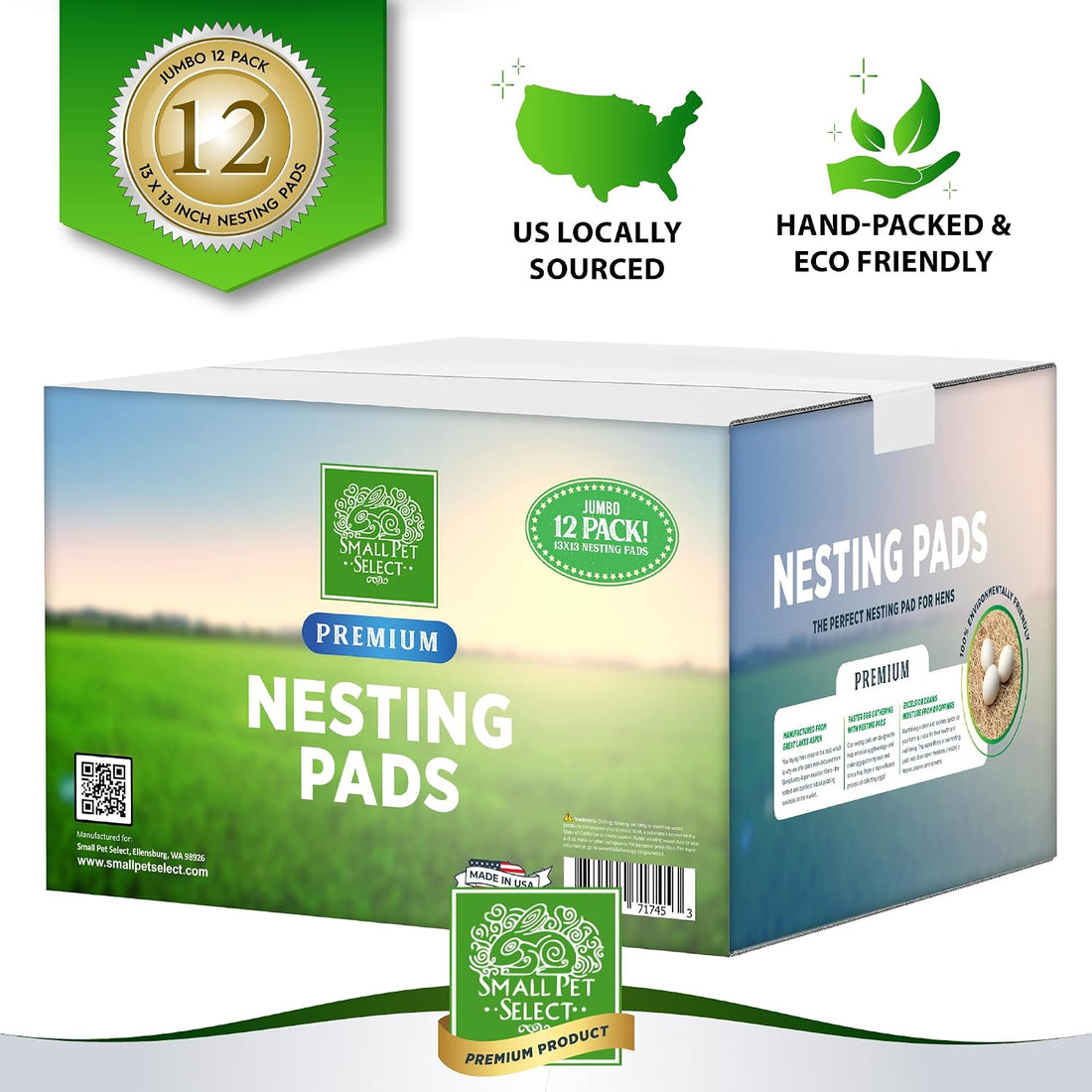 Small Pet Select Chicken Nesting Pads for Hens, 13x13 in, 12-Pack