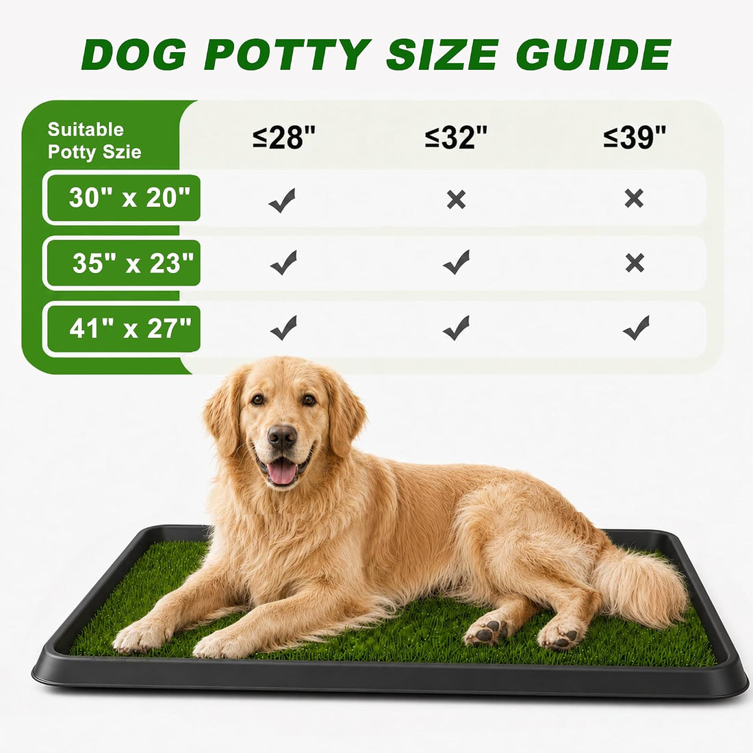 Extra Large Dog Grass Pad with Tray, 41″ x 27″ Indoor Outdoor Potty